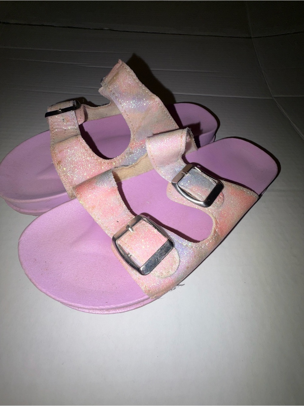 Girls Source Unknown Pink Glitter Double-Buckle Slide Sandals